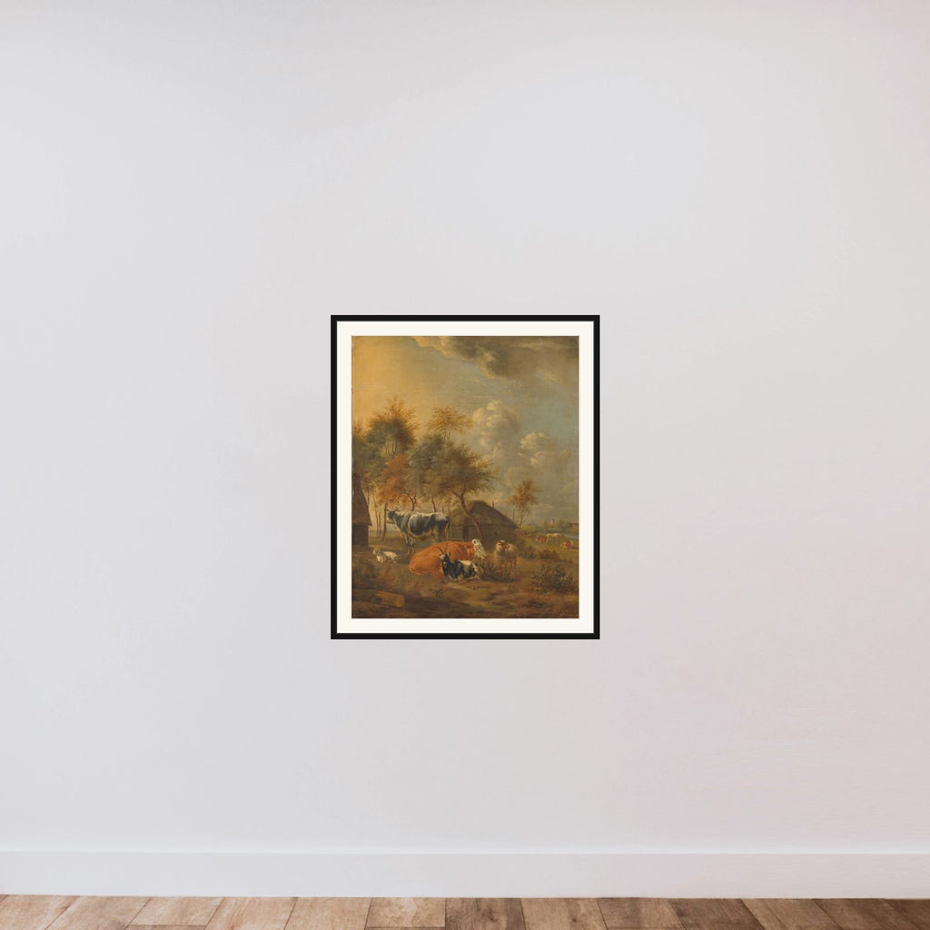 Landscape with Animals framed — shown to scale