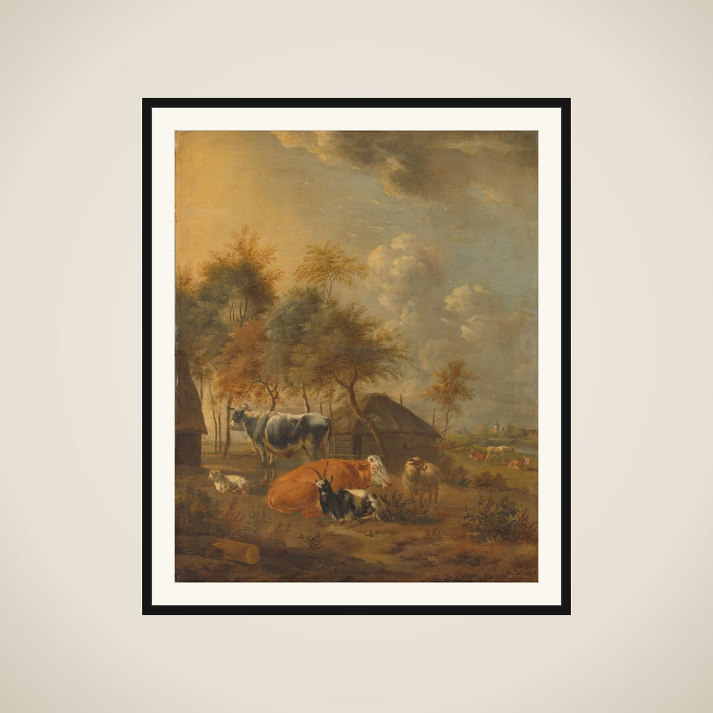 Landscape with Animals framed