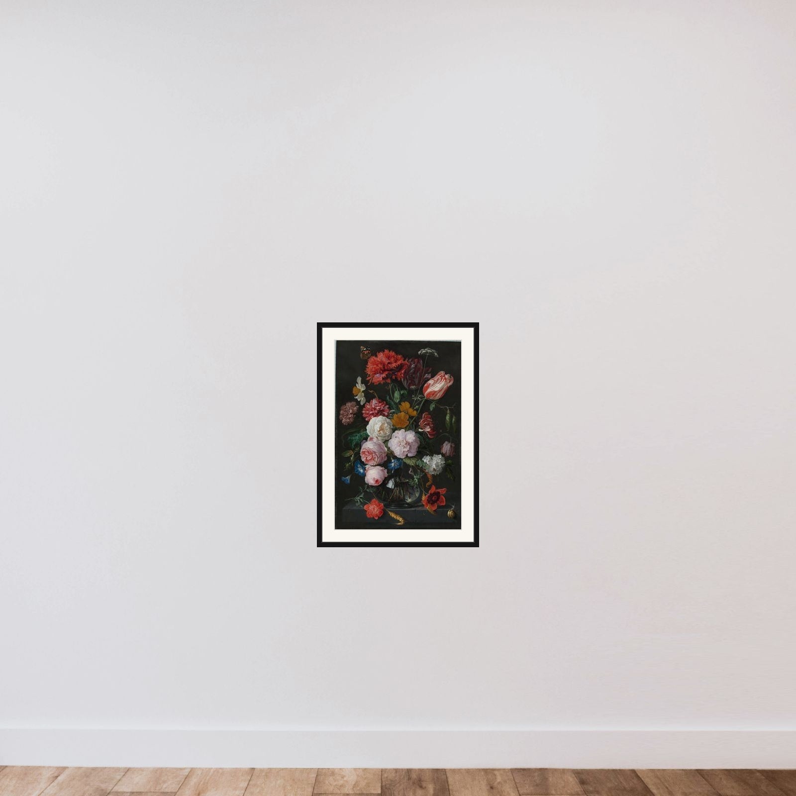 Still Life with Flowers in a Glass Vase framed — shown to scale