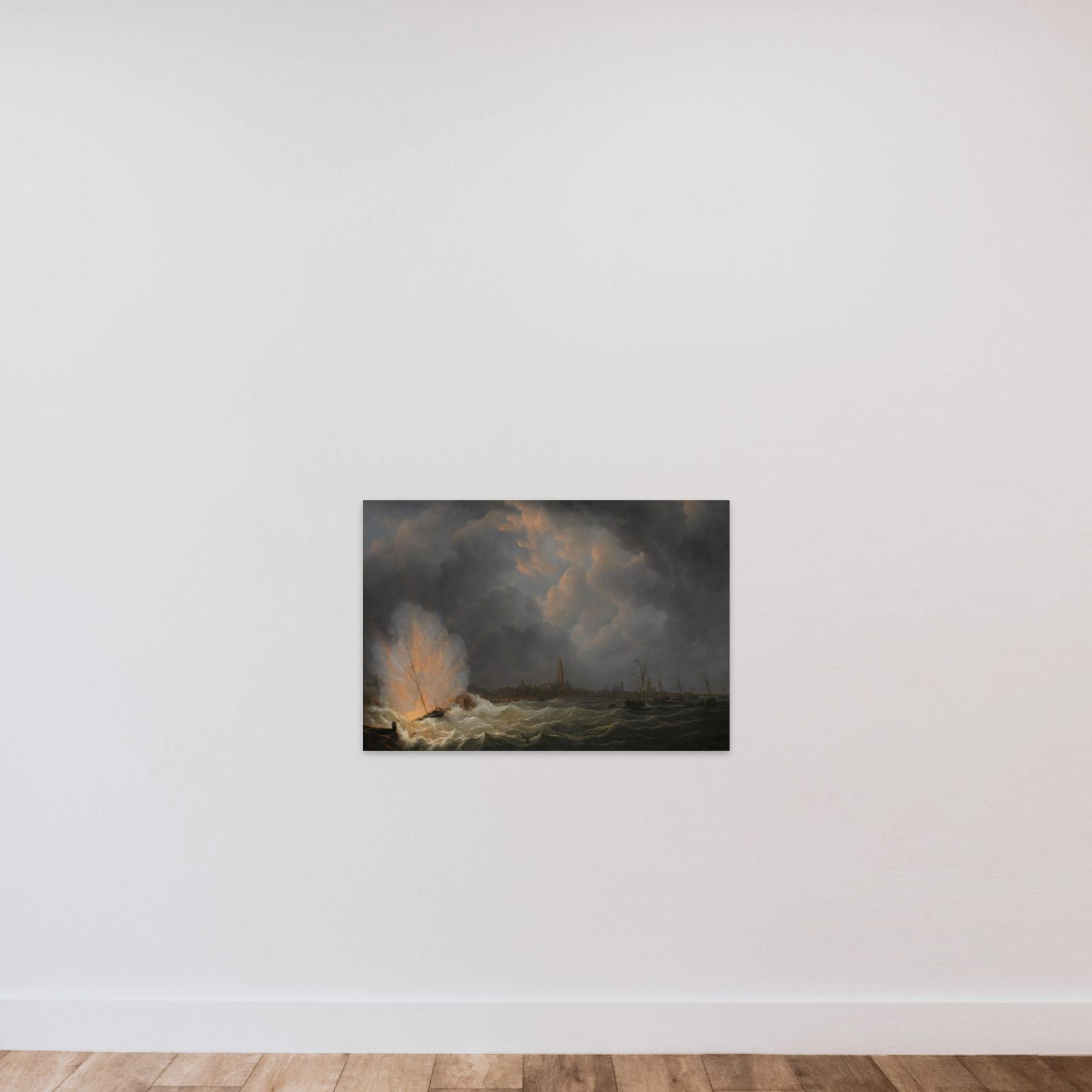 The Explosion of Gunboat nr 2, under Command of Jan van Speyk, off Antwerp, 5 February 1831 unframed — shown to scale