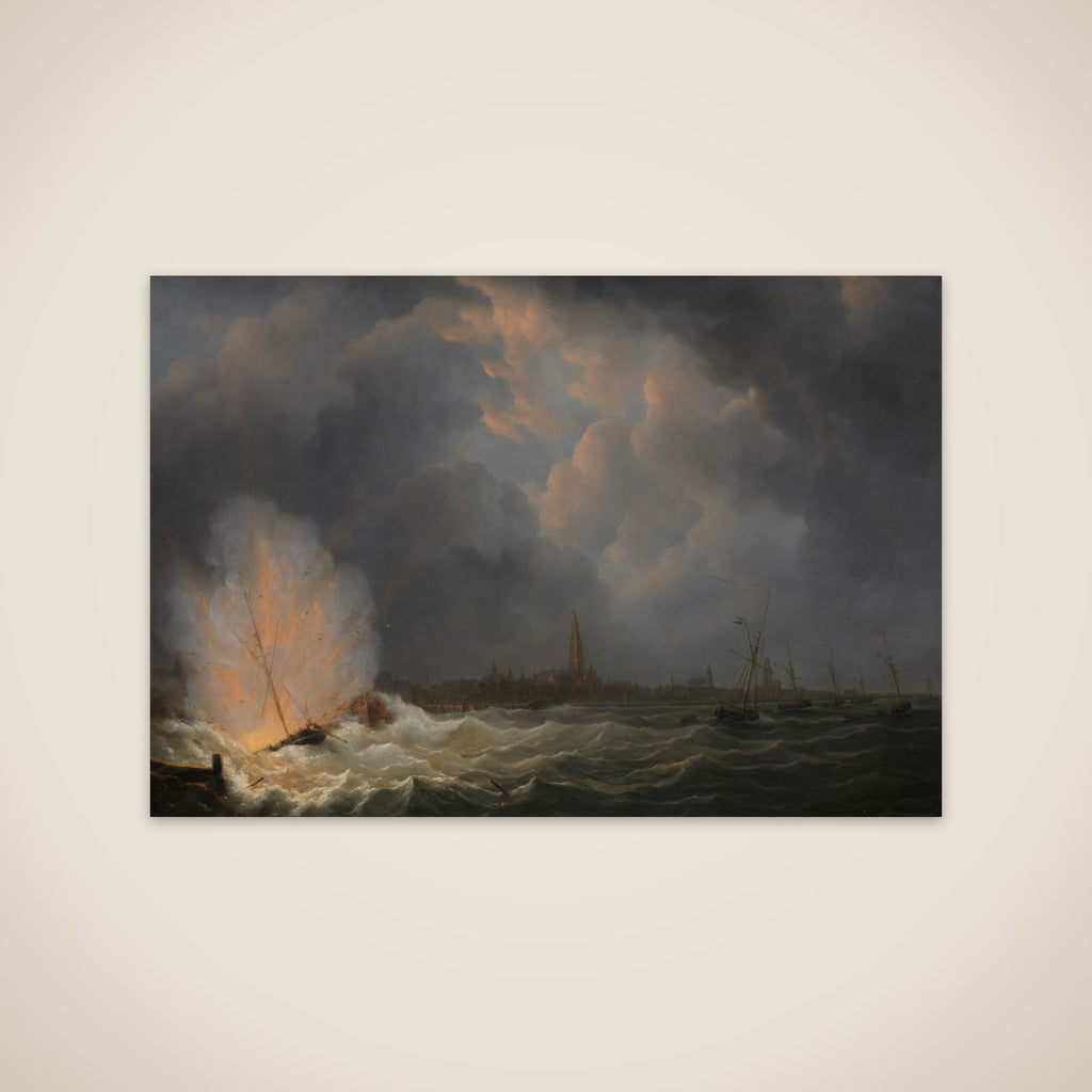 The Explosion of Gunboat nr 2, under Command of Jan van Speyk, off Antwerp, 5 February 1831 unframed print