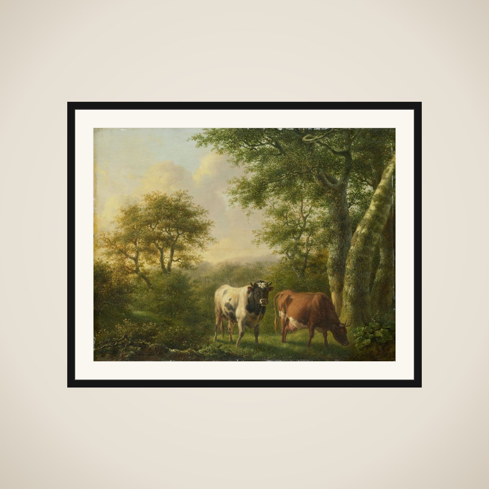 Landscape with Cattle framed