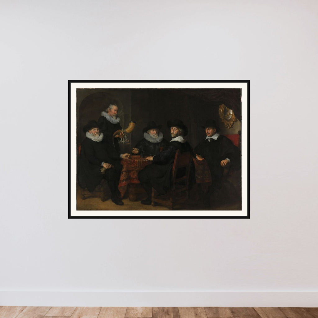 Portrait of the Governors of the Kloveniersdoelen framed — shown to scale