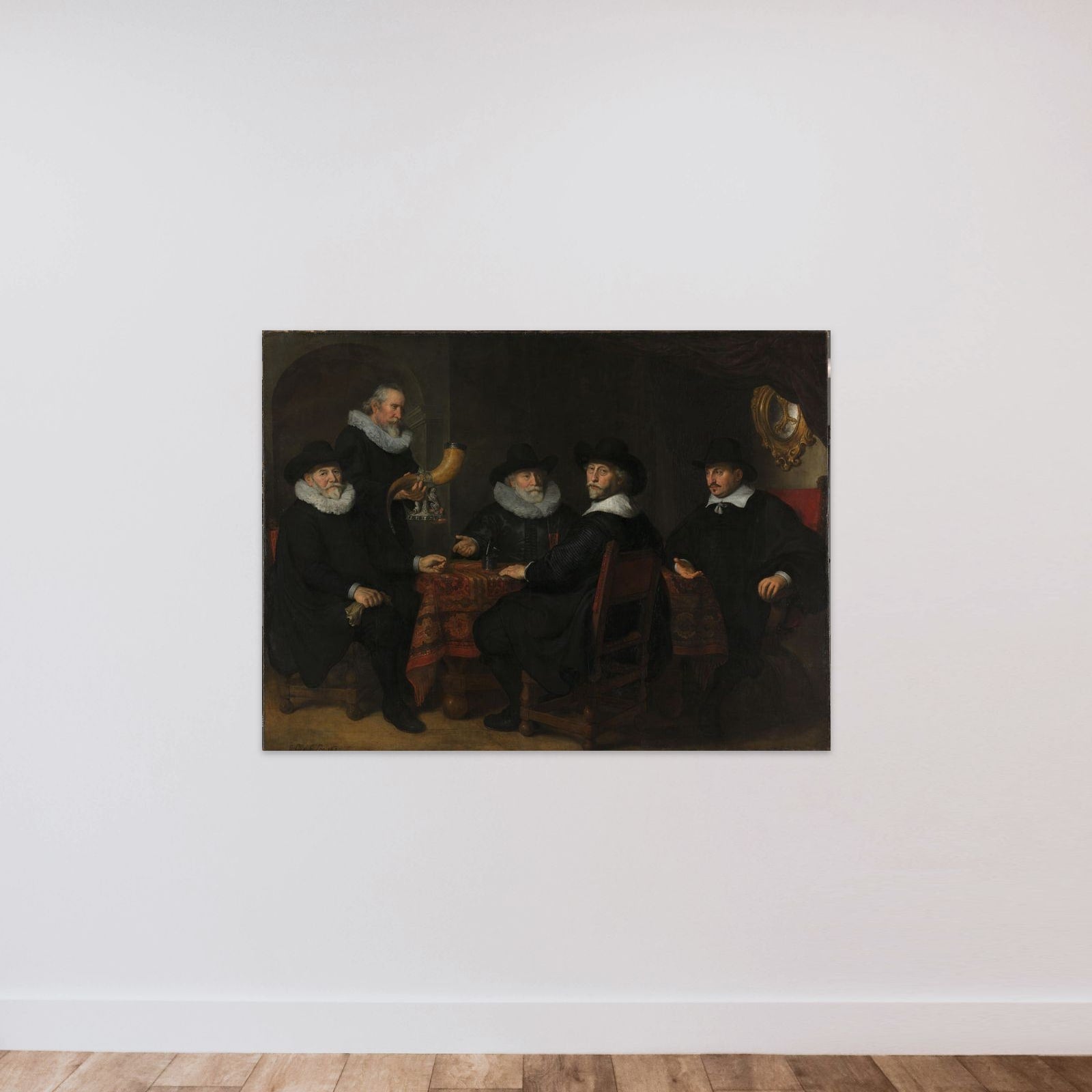 Portrait of the Governors of the Kloveniersdoelen unframed — shown to scale