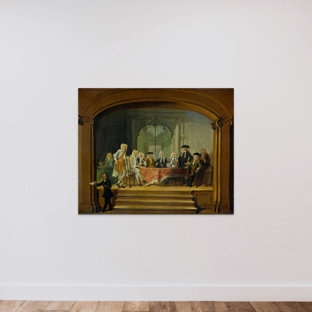 Regents of the Aalmoezeniersweeshuis Orphanage in Amsterdam, 1729 unframed — shown to scale
