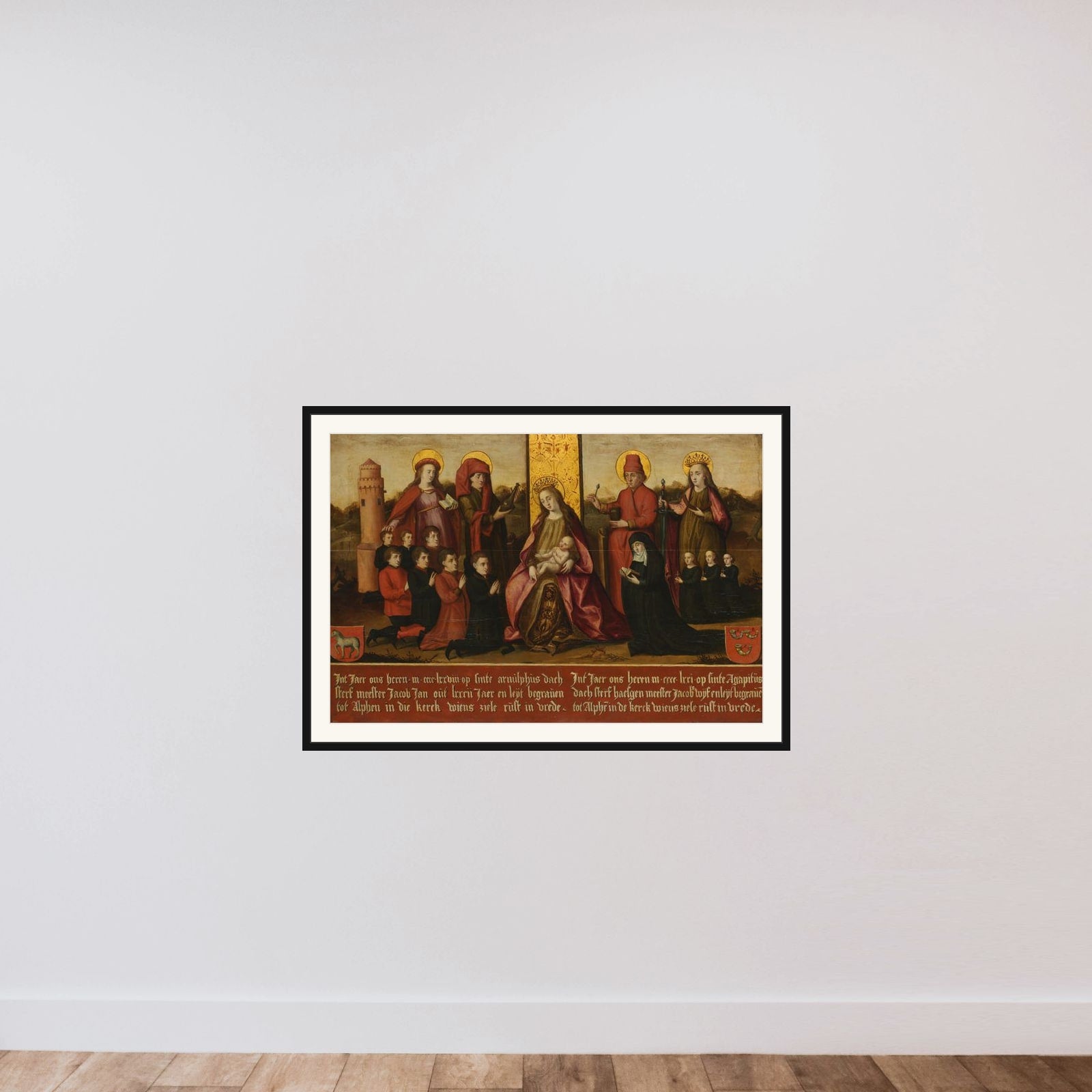 Memorial Panel for Jacob Jan van Assendelft  and his Wife Haesgen van Outshoorn framed — shown to scale