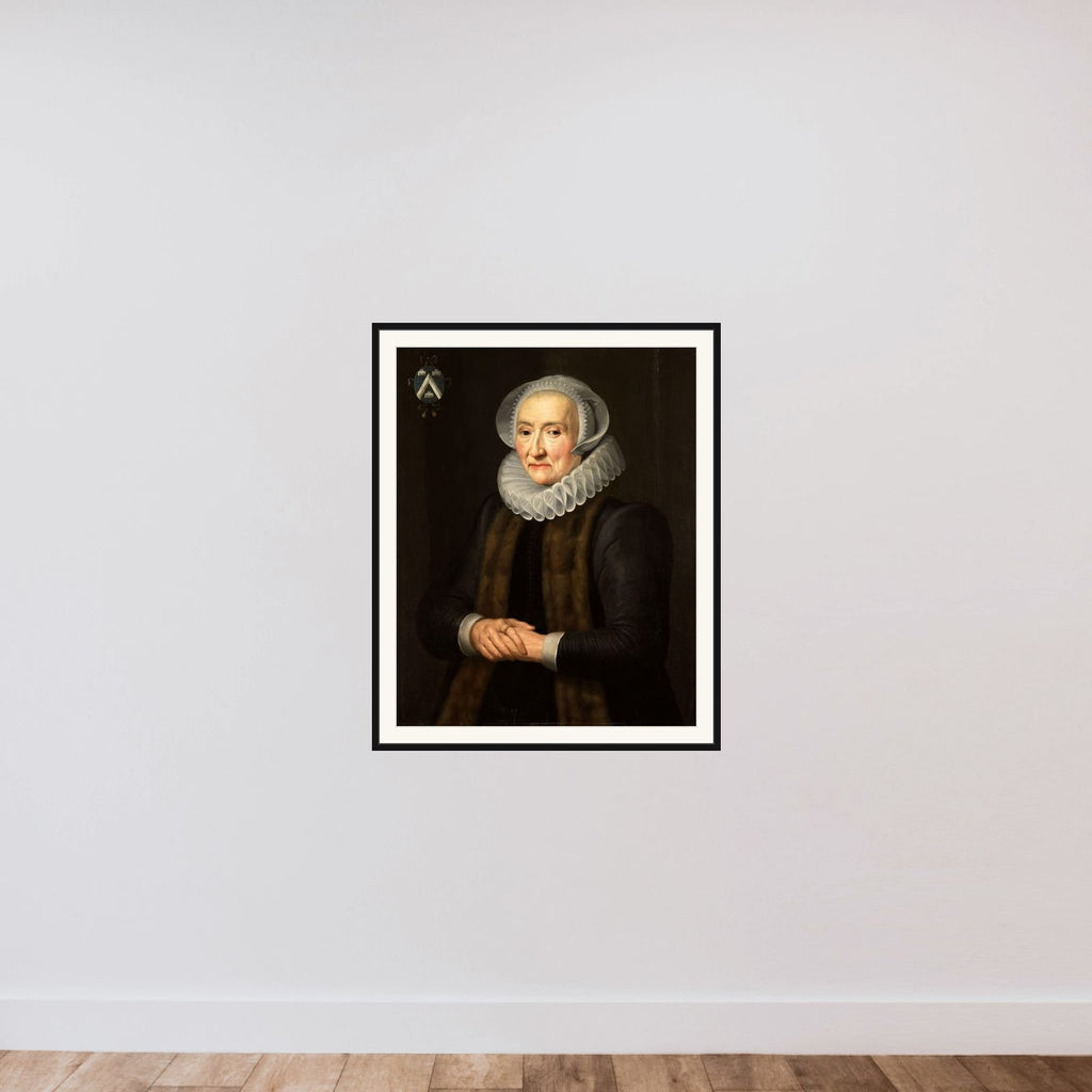 Portrait of Alid van der Laen (1542-1626) framed — shown to scale