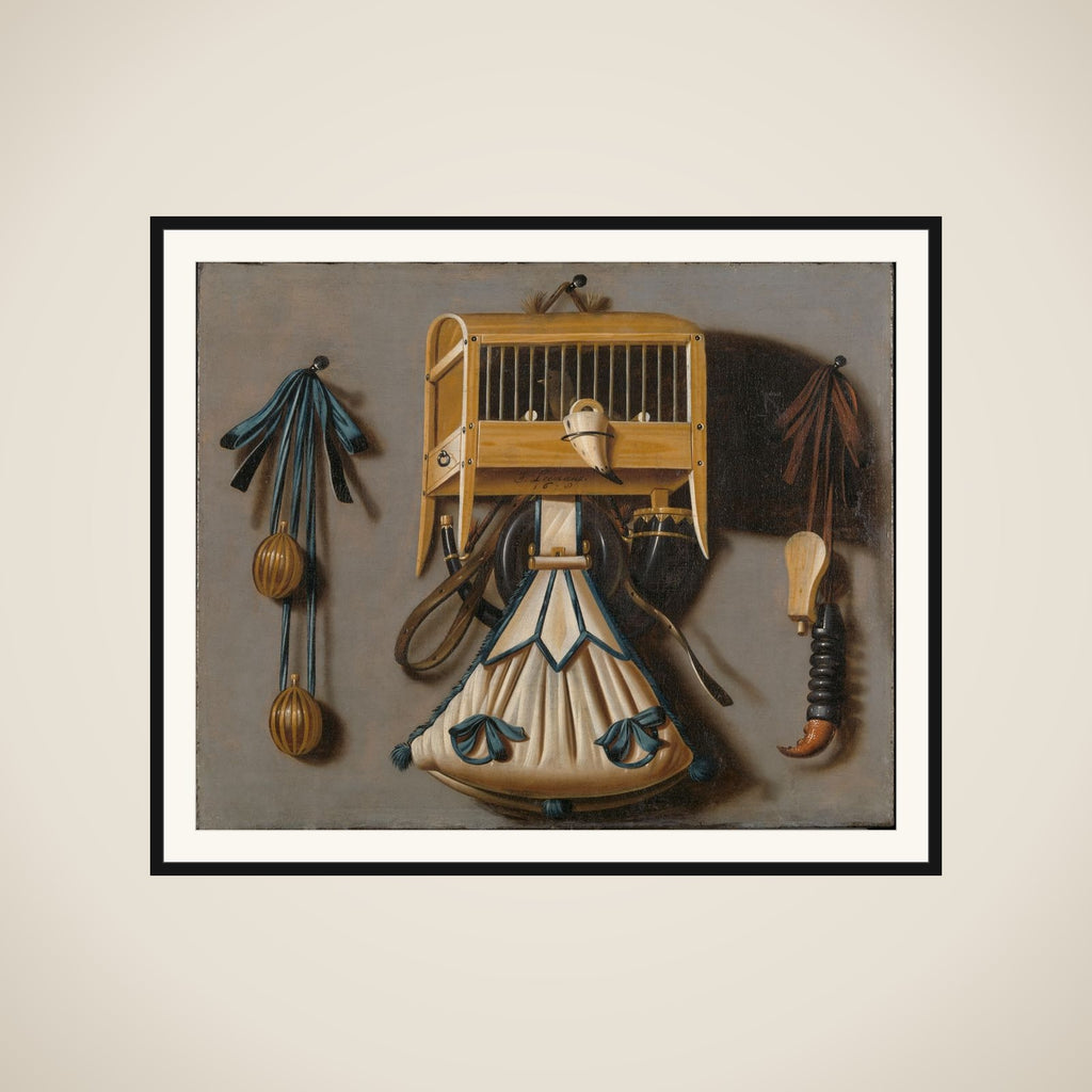 Still Life with Implements of the Hunt framed