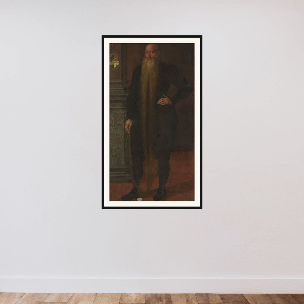 Portrait of Pieter Dircksz, called Long Beard, Council Member of the Orphan Chamber in Edam framed — shown to scale