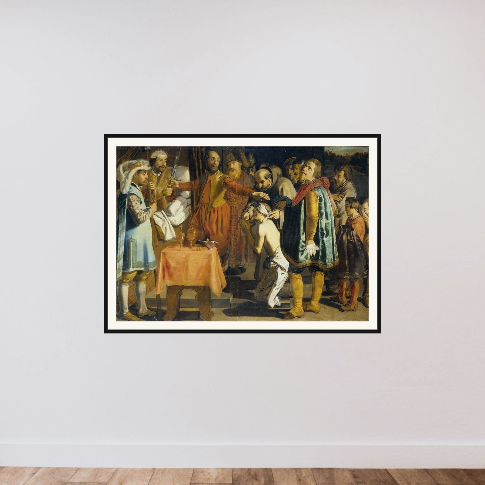 Willem III, Count of Holland, Ordering the Beheadal of the Bailiff of Zuid Holland, 1336 framed — shown to scale
