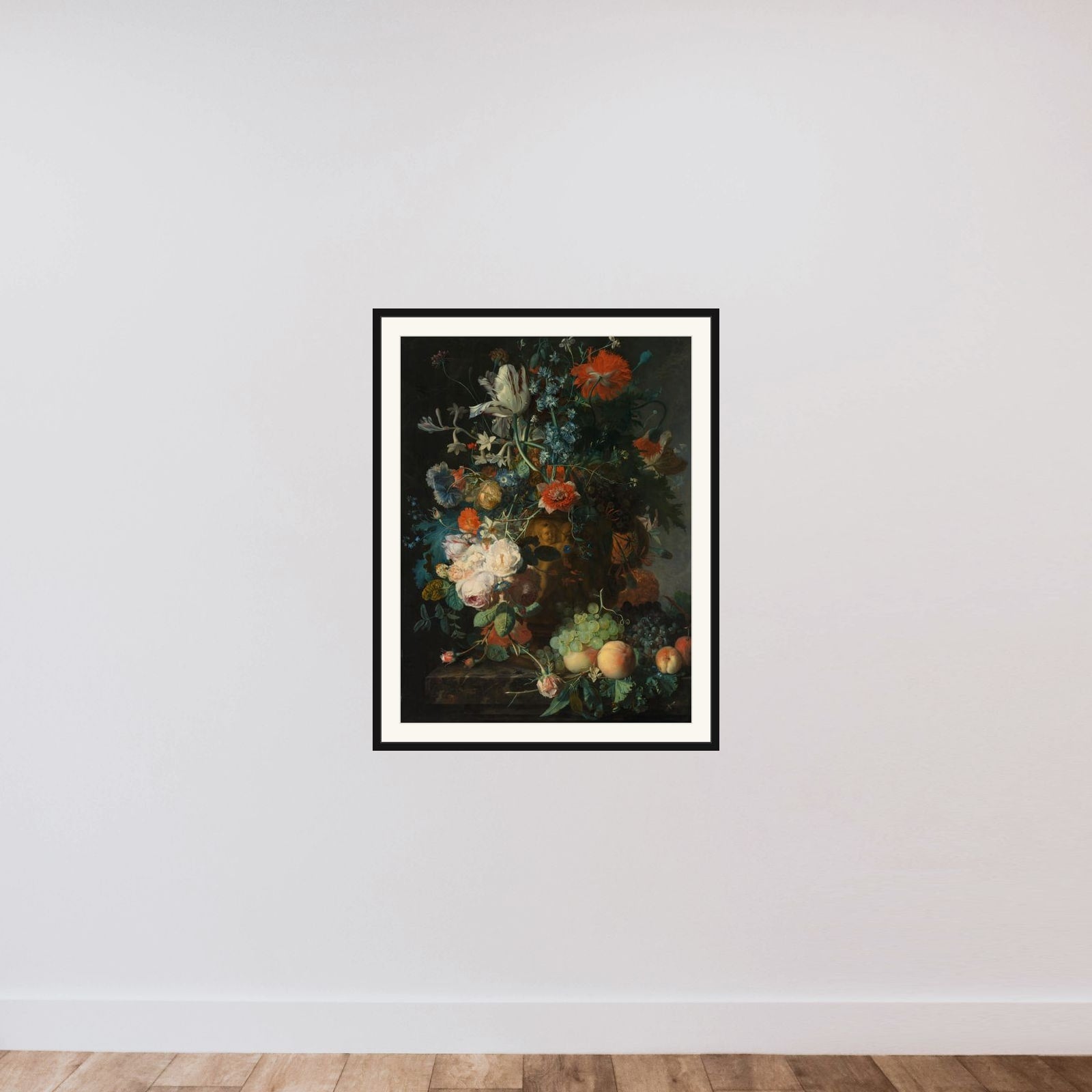 Still Life with Flowers and Fruit framed — shown to scale