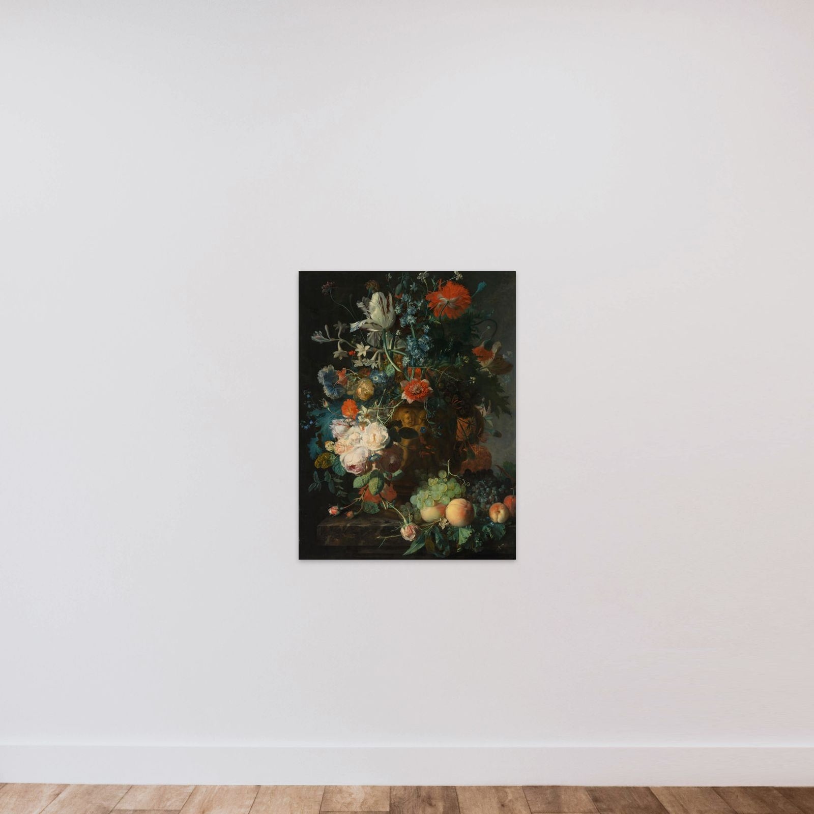 Still Life with Flowers and Fruit unframed — shown to scale