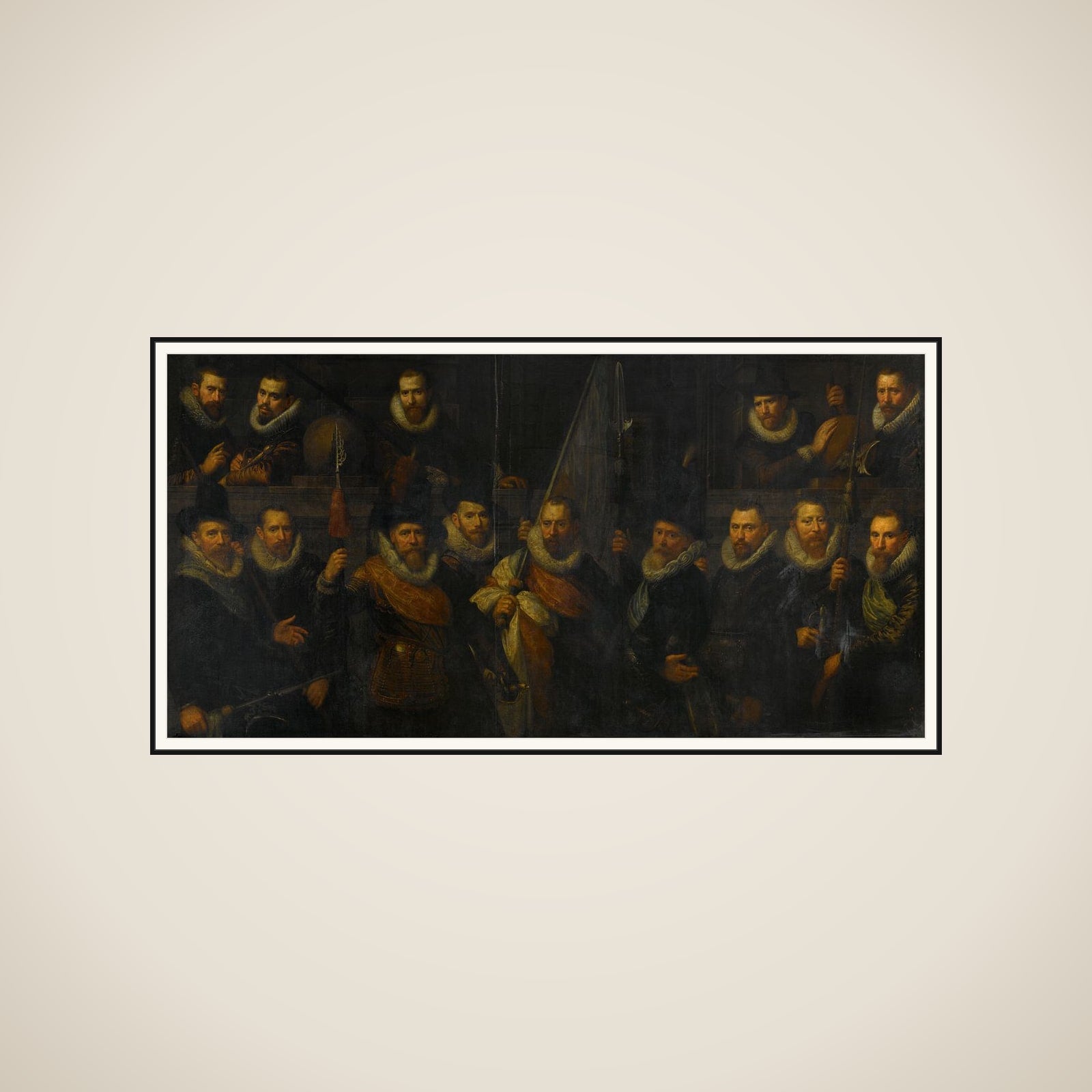 Officers and Other Civic Guardsmen of the IIIrd District of Amsterdam, under the Command of Captain Jacob Gerritsz Hoyngh and Lieutenant Nanningh Florisz Cloeck framed