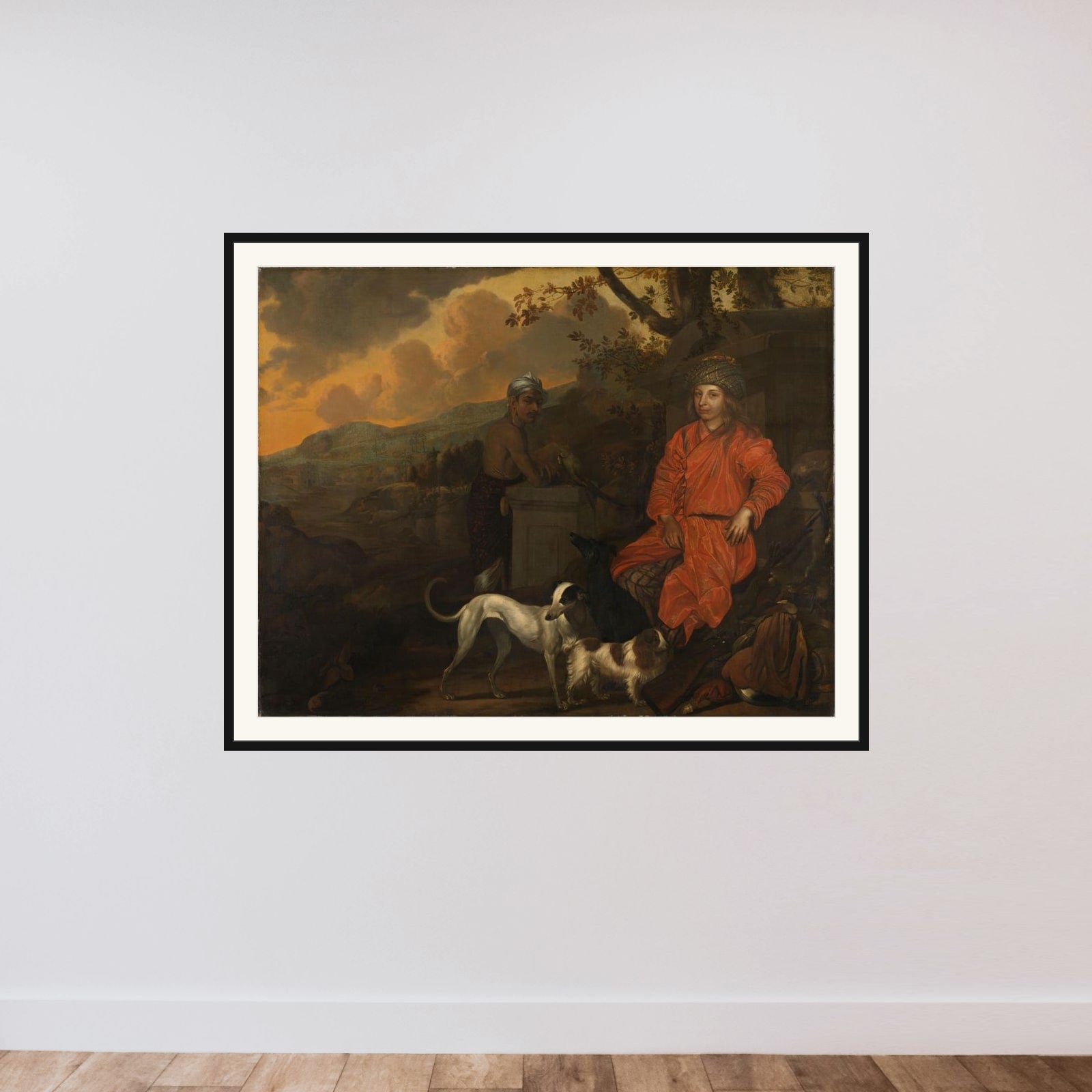 Double potrait of Philippus Baldaeus (1632-1671) and Gerrit Mossopatam framed — shown to scale