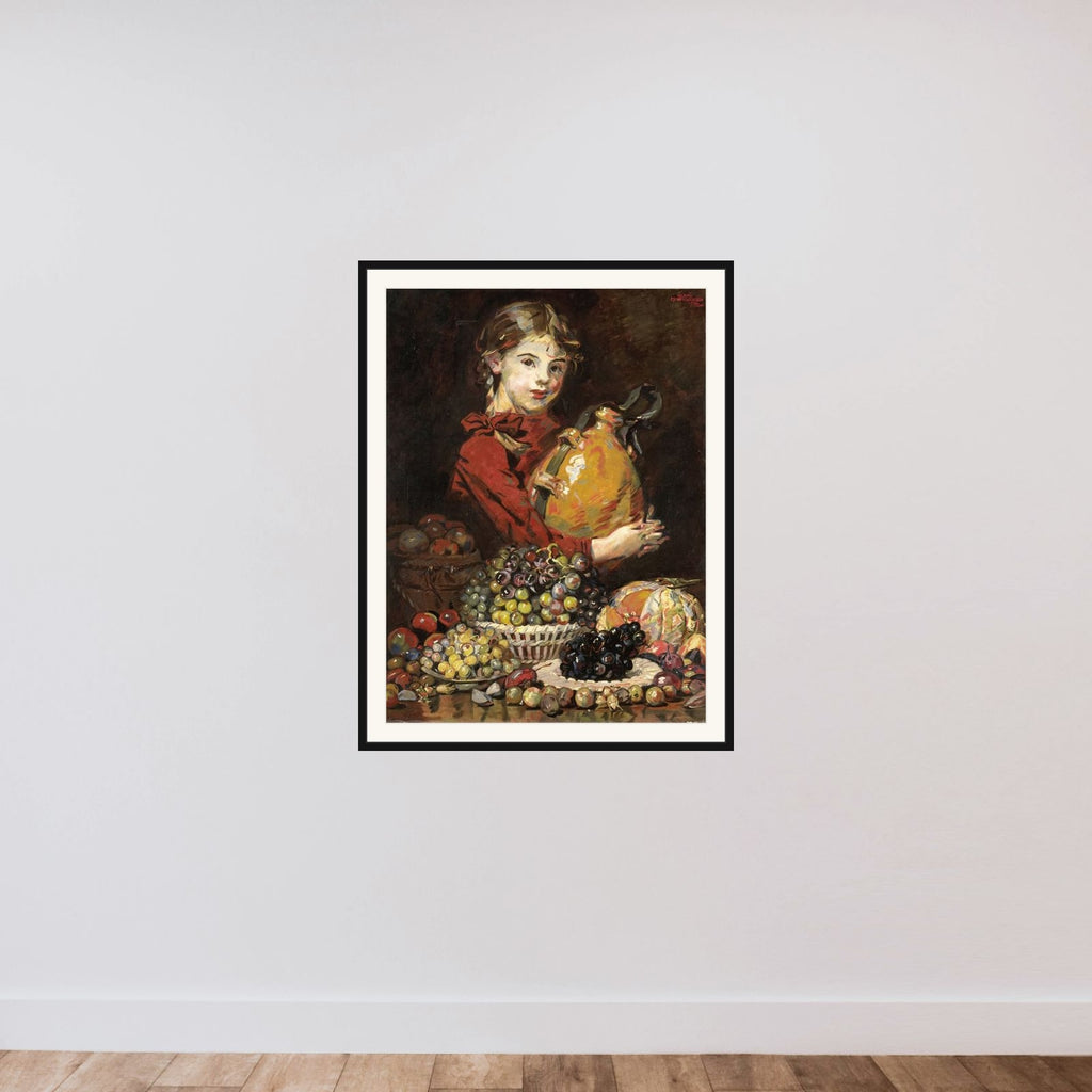 Monarosa, dochter van de schilder, als fruitverkoopster framed — shown to scale