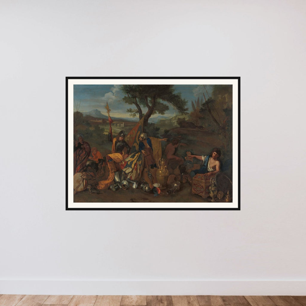 The Peddlers framed — shown to scale
