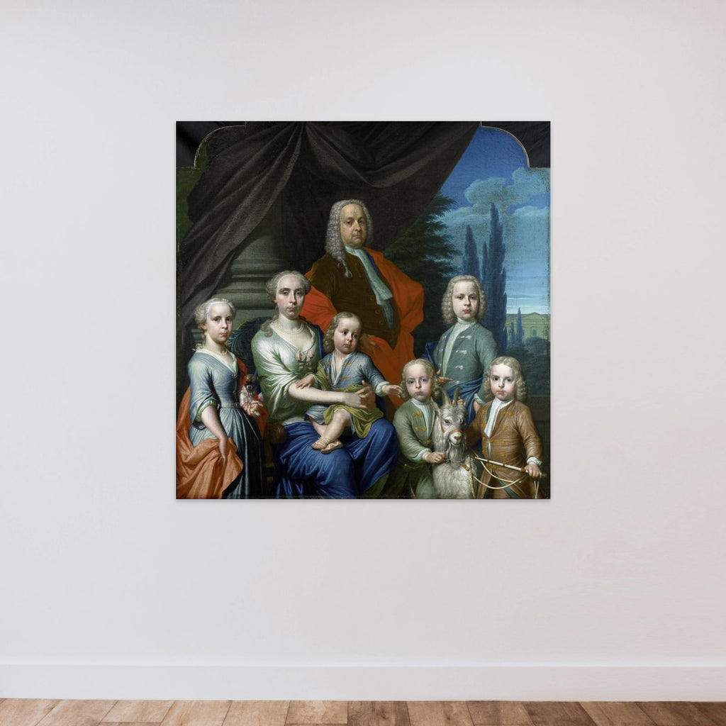 Willem Philip Kops (1695-1756), Merchant of Haarlem, with his Wife and Children unframed — shown to scale