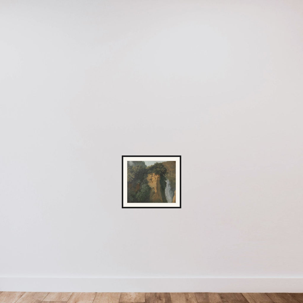 Overgrown Cliffs with a Waterfall in Italy, perhaps at Tivoli framed — shown to scale