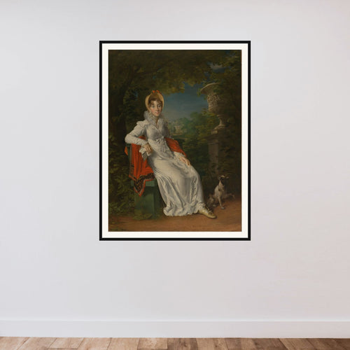 Carolina Ferdinanda Louisa of Sicily (1798-1870). Wife of Charles Ferdinand, Duc de Berry, in the Park of Bagatelle in the Bois de Boulogne (near Paris) framed — shown to scale