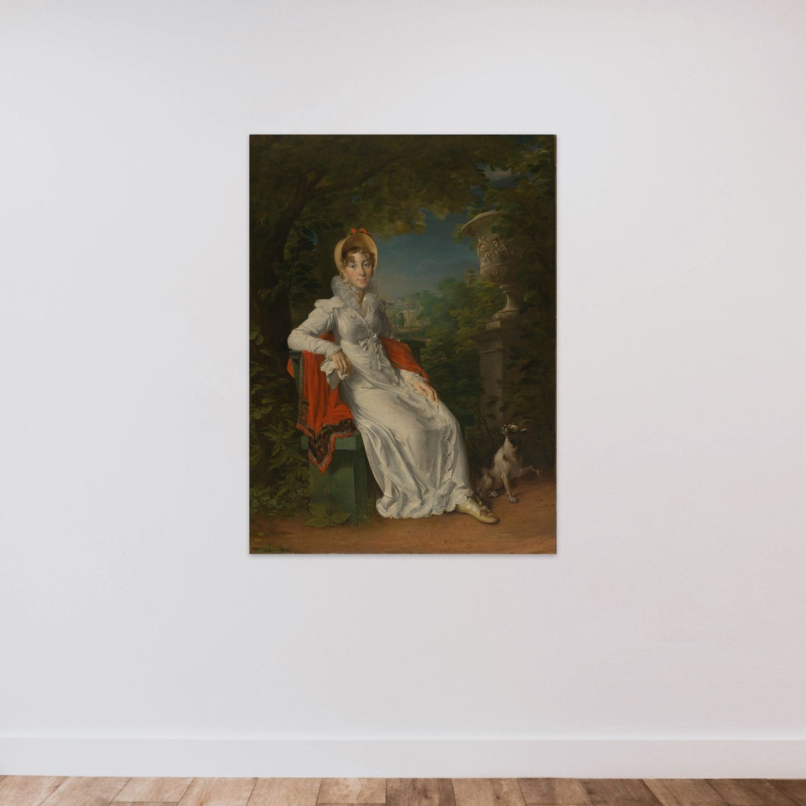 Carolina Ferdinanda Louisa of Sicily (1798-1870). Wife of Charles Ferdinand, Duc de Berry, in the Park of Bagatelle in the Bois de Boulogne (near Paris) unframed — shown to scale
