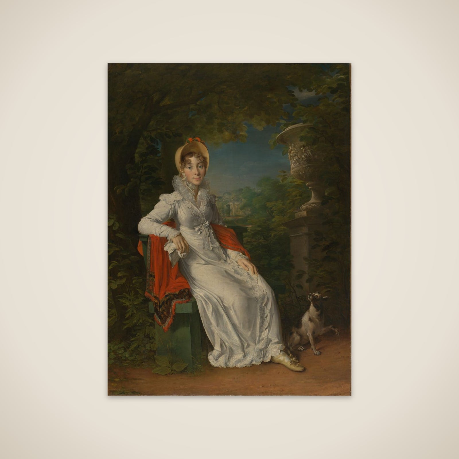 Carolina Ferdinanda Louisa of Sicily (1798-1870). Wife of Charles Ferdinand, Duc de Berry, in the Park of Bagatelle in the Bois de Boulogne (near Paris) unframed print
