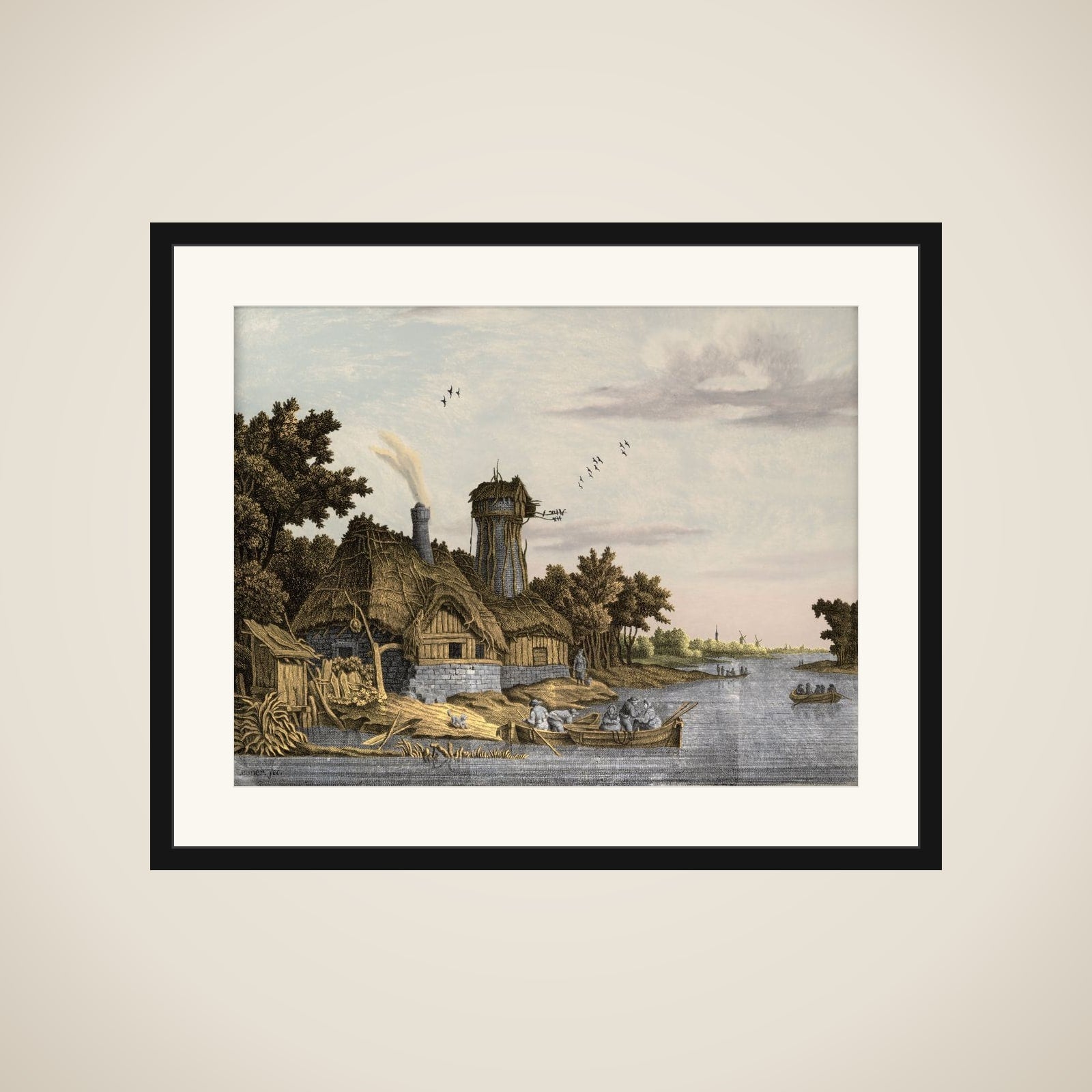 Mill along a River framed