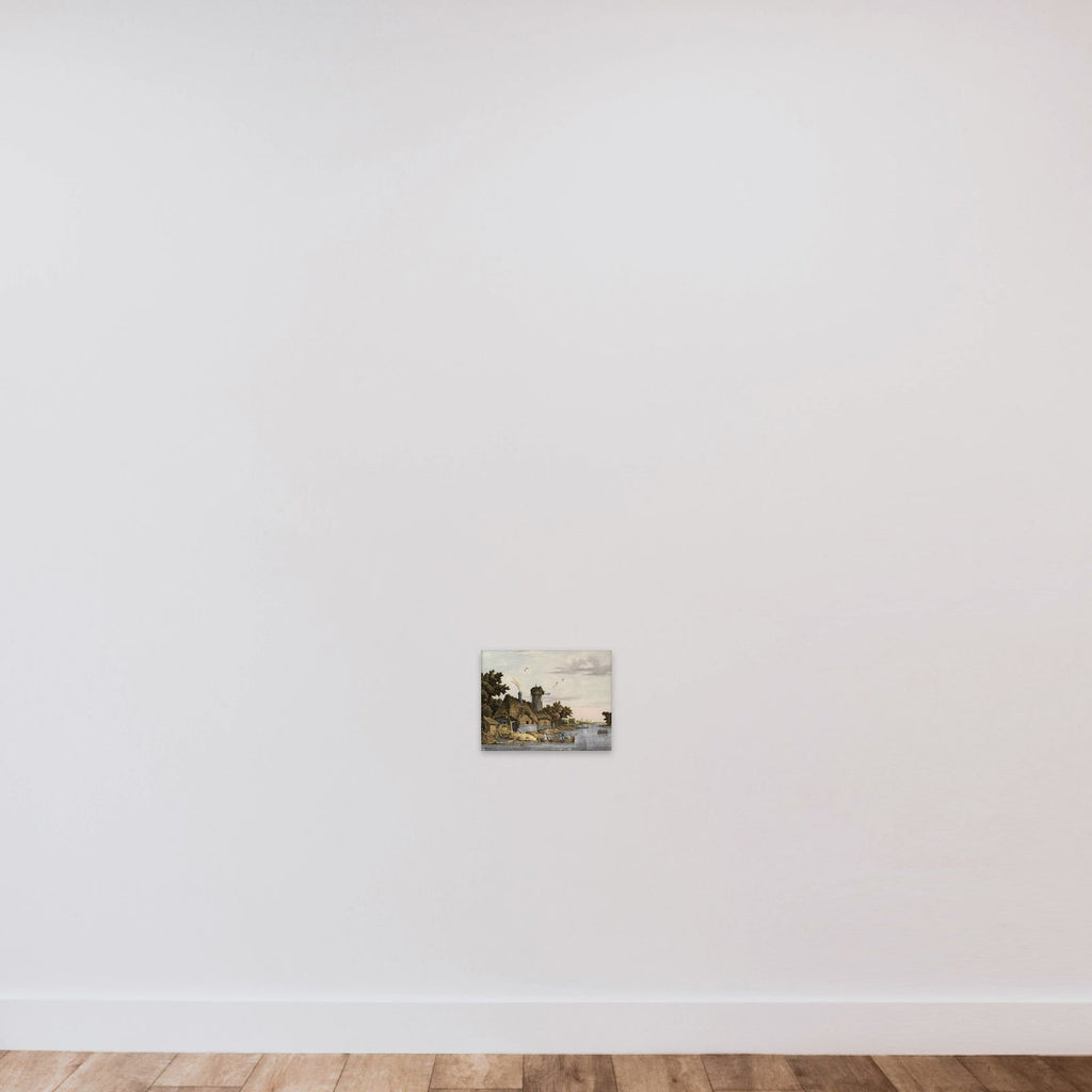 Mill along a River unframed — shown to scale