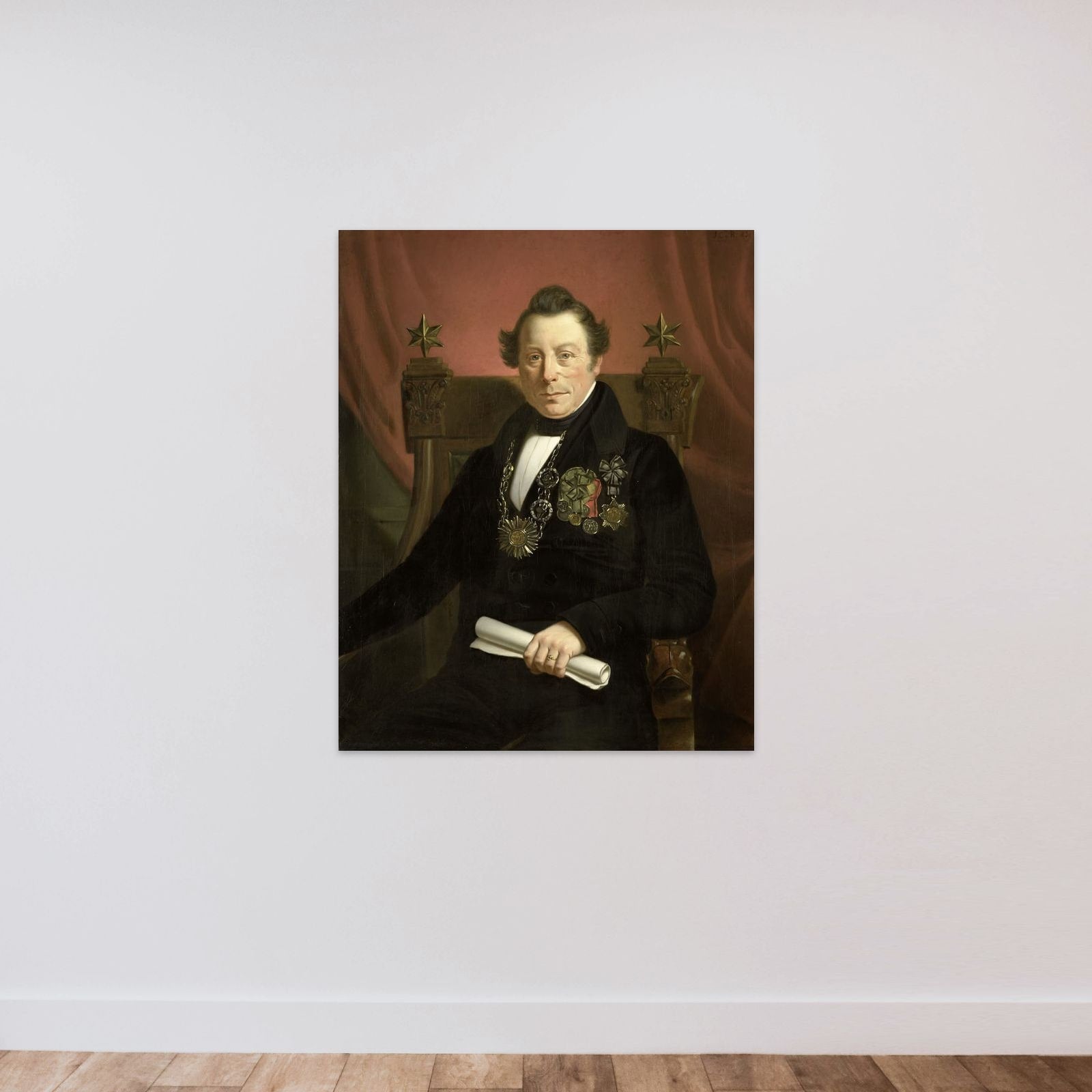 Portrait of Coenraad van Hulst, Actor, as President of the Arts-Promoting Company VW in Amsterdam (so named after the founders Casper Vreedenberg and Jan van Well) unframed — shown to scale