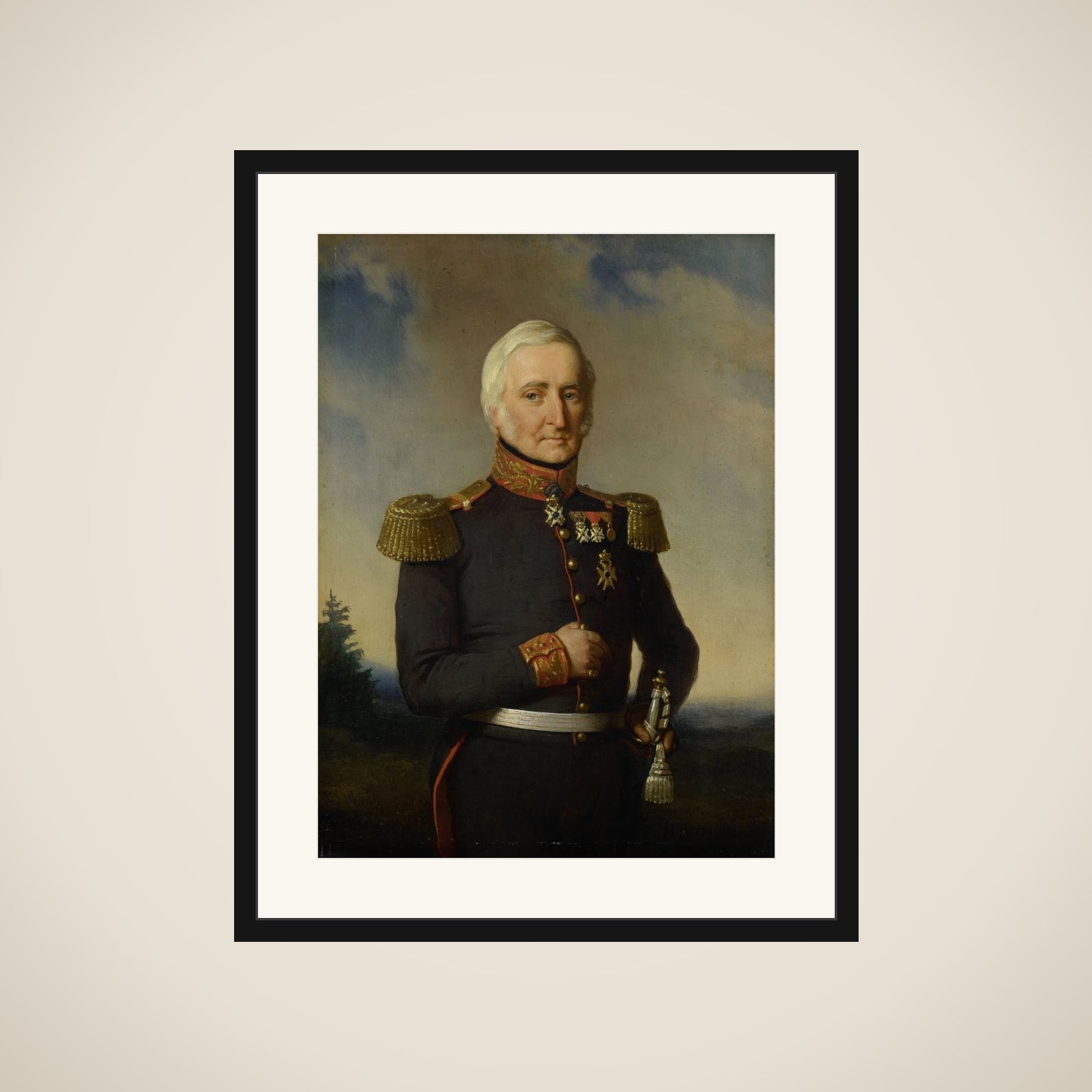 Huibert Gerard Baron Nahuys van Burgst (1782-1858). Lid van de Raad van Nederlands Oost Indië, in het uniform van generaal-majoor titulair framed