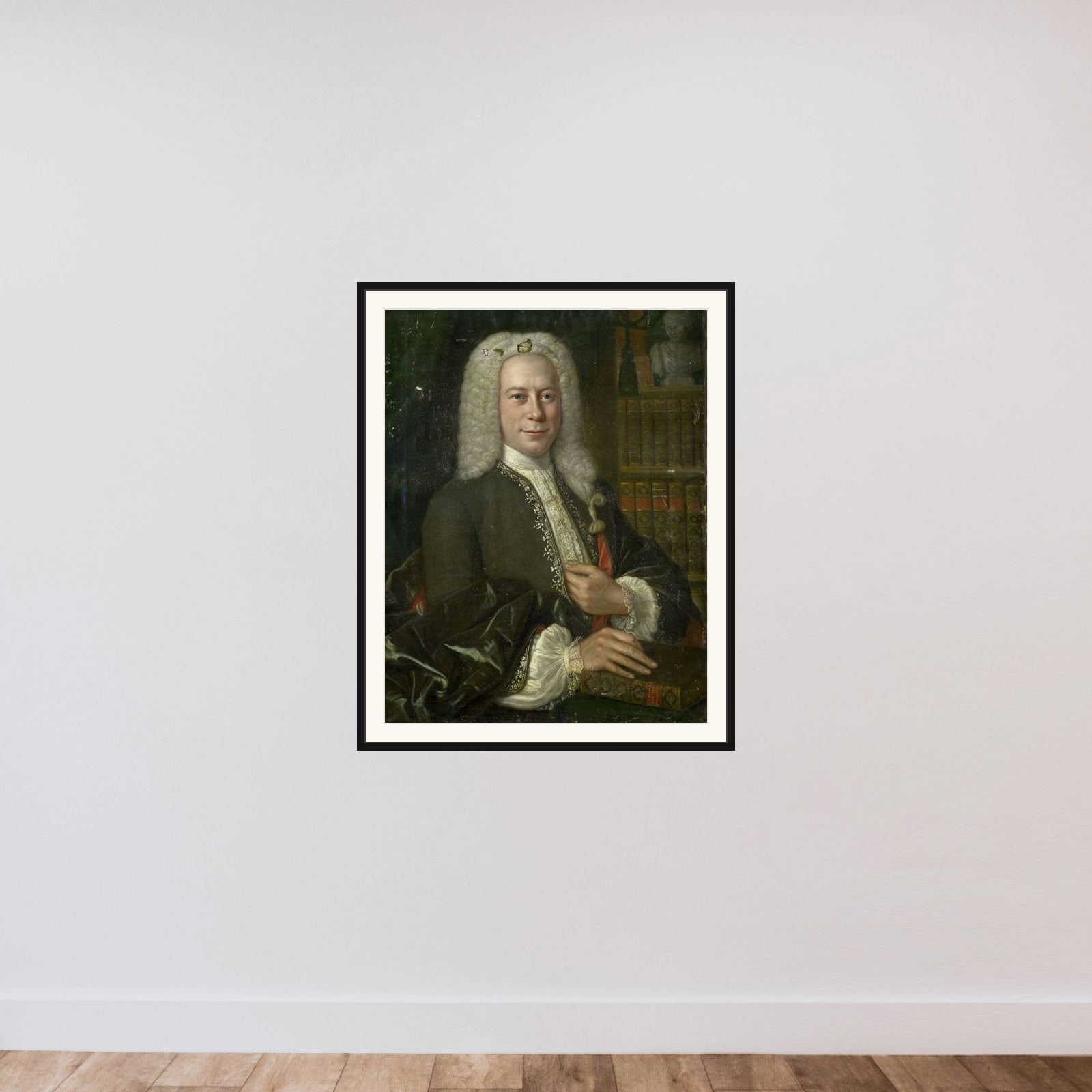 Portrait of an Historian framed — shown to scale
