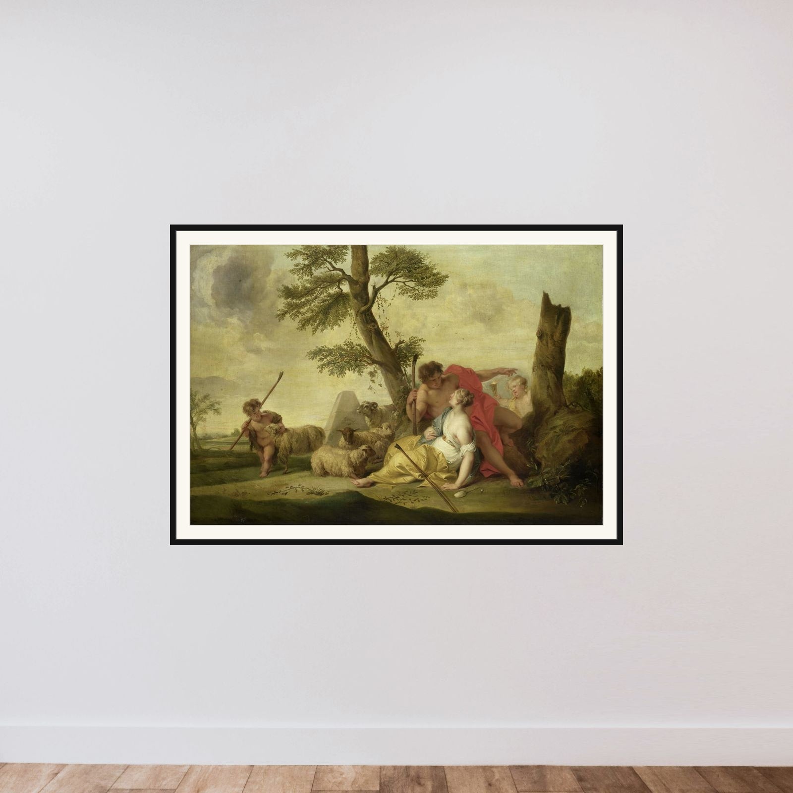 Paris and Oenone framed — shown to scale