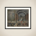 Festive Gathering and Figures from a Commedia dell'Arte in a Gallery framed