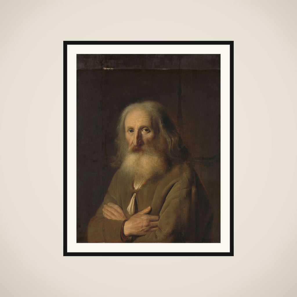 An Old Man with Folded Arms framed