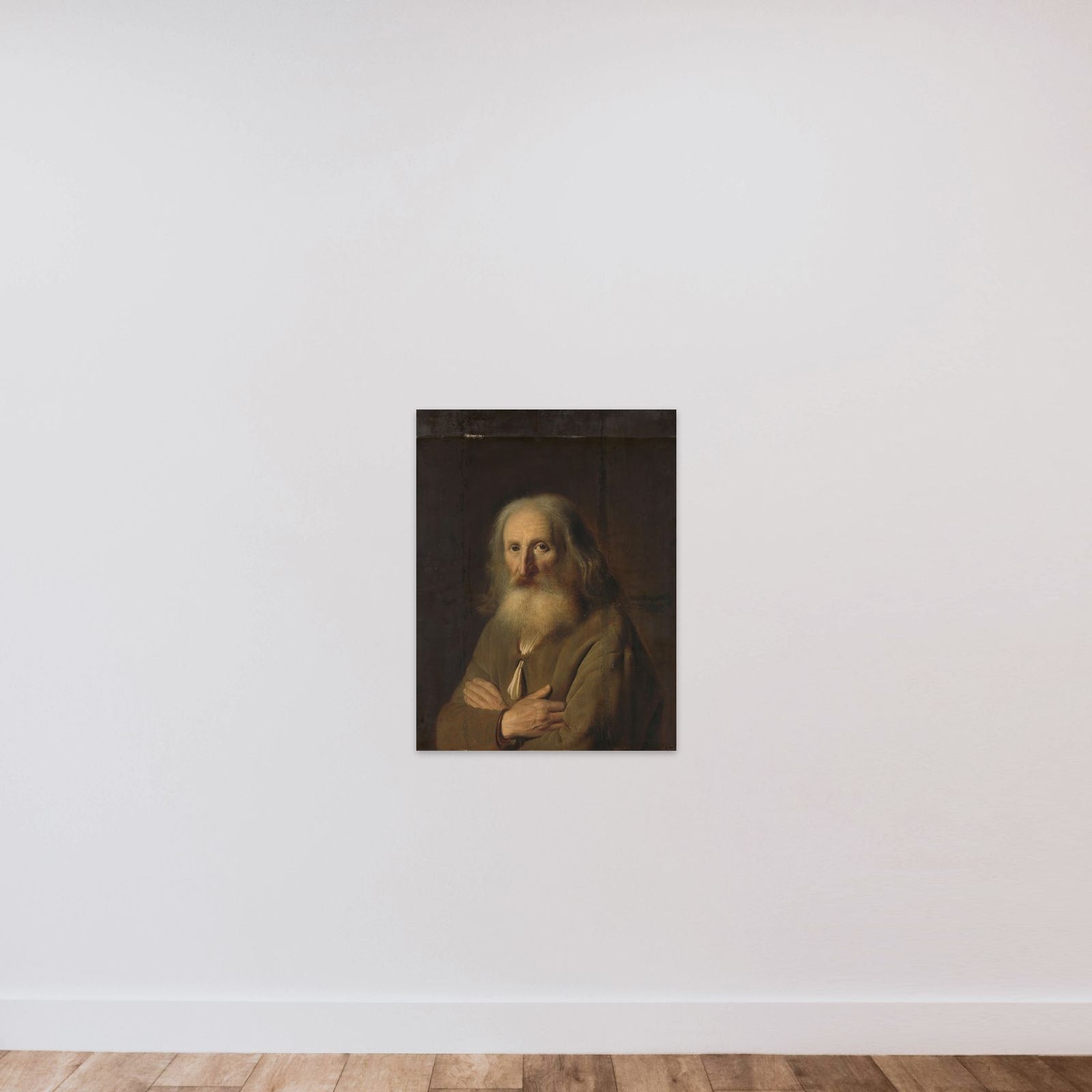 An Old Man with Folded Arms unframed — shown to scale