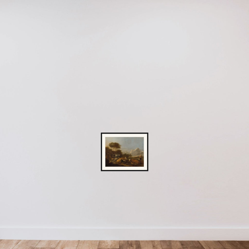 Landscape with Cattle framed — shown to scale