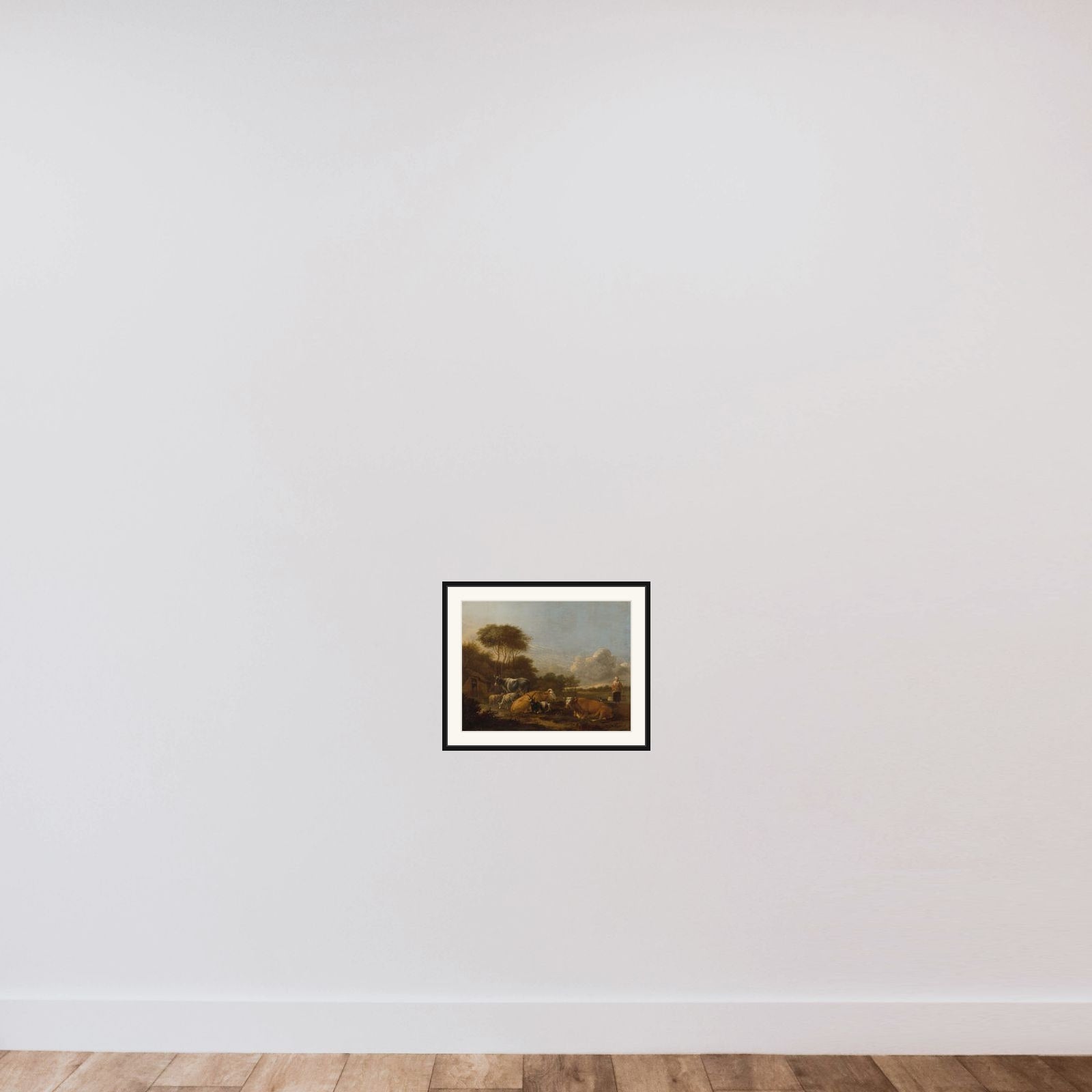 Landscape with Cattle framed — shown to scale