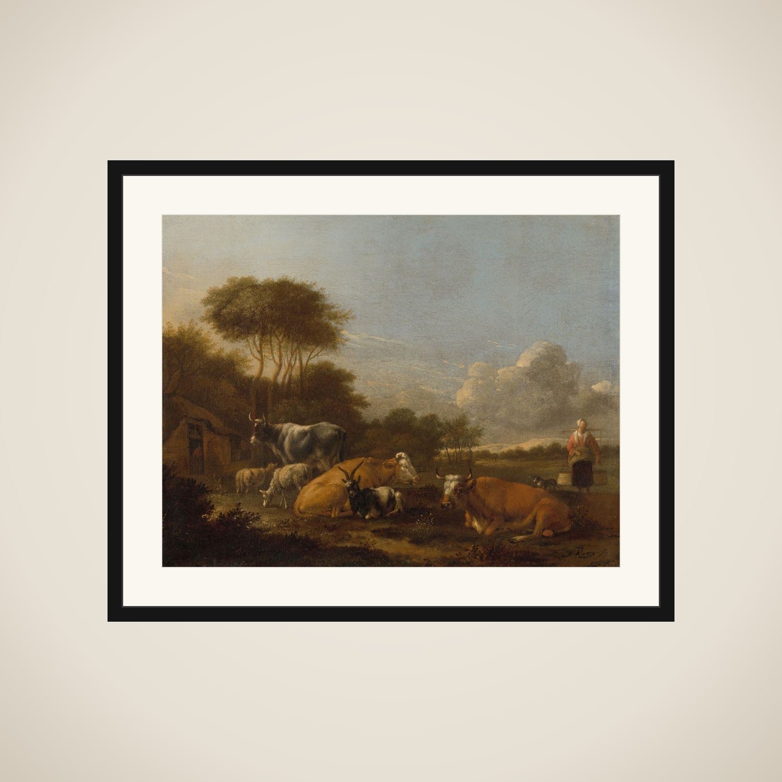 Landscape with Cattle framed