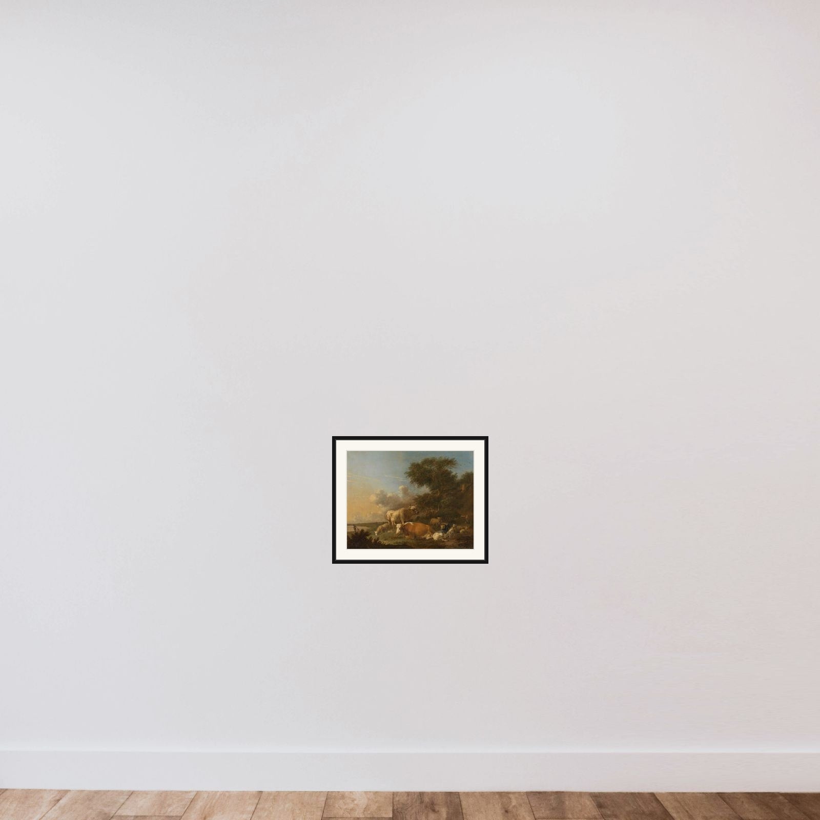 Landscape with Cattle framed — shown to scale