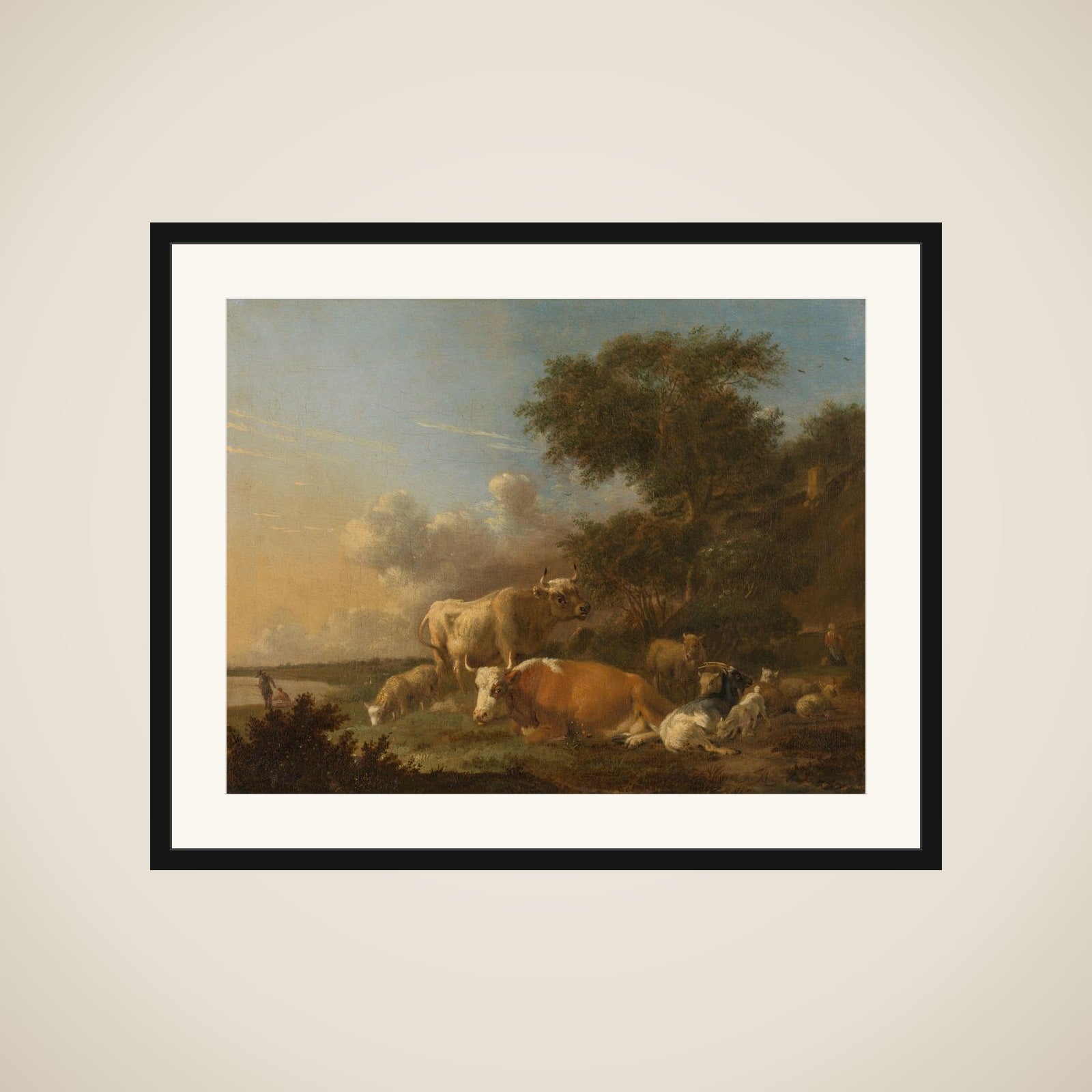 Landscape with Cattle framed