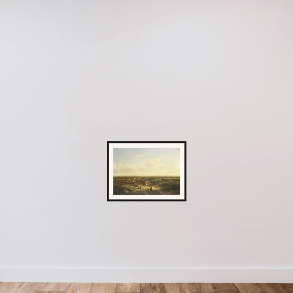 Distant View with a Village framed — shown to scale