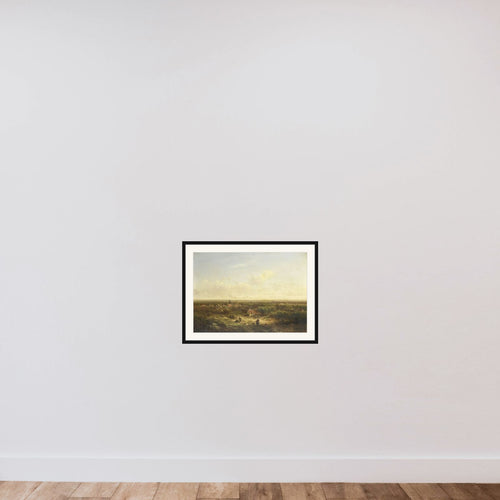 Distant View with a Village framed — shown to scale