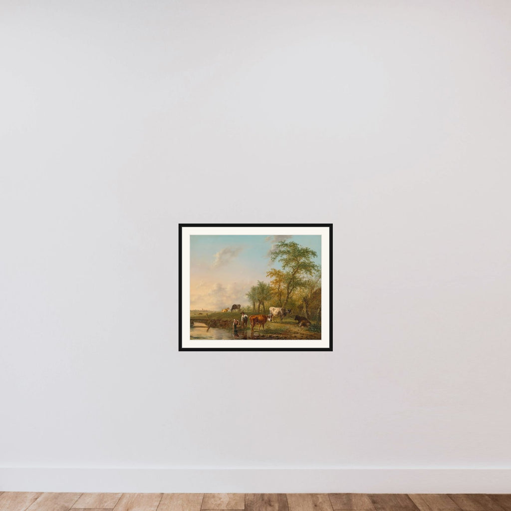 Landscape with Cattle framed — shown to scale