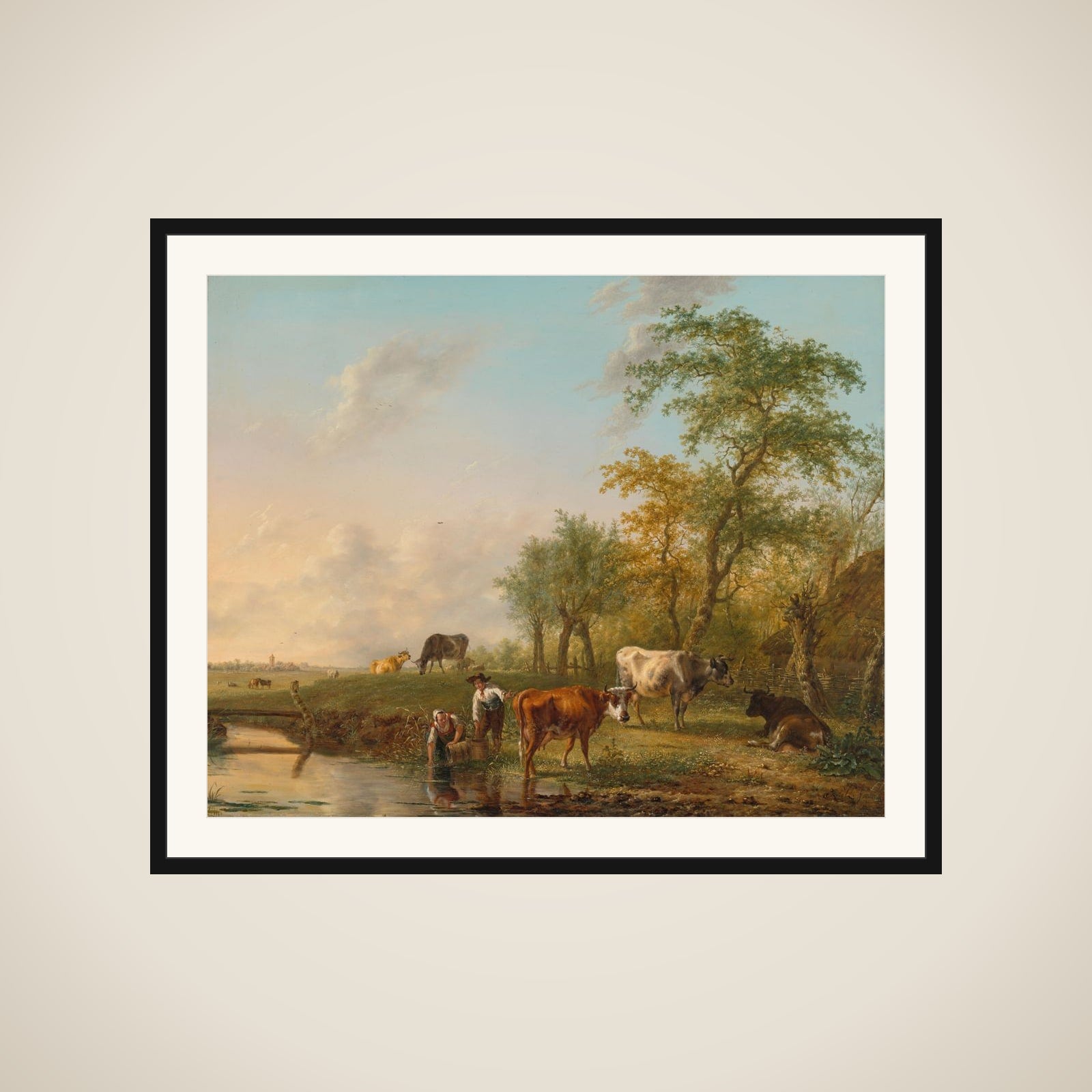 Landscape with Cattle framed