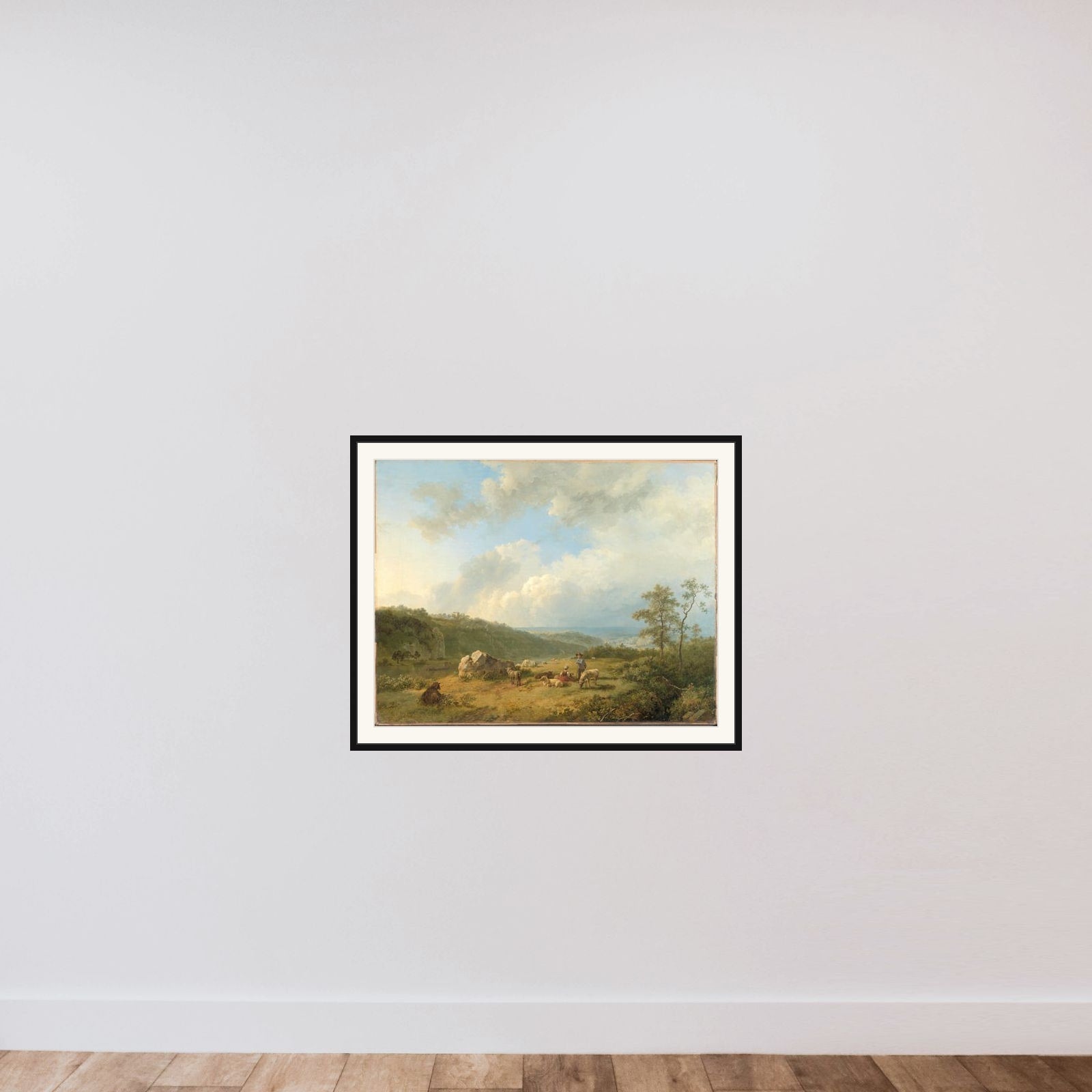 Landscape with a Rainstorm Threatening framed — shown to scale