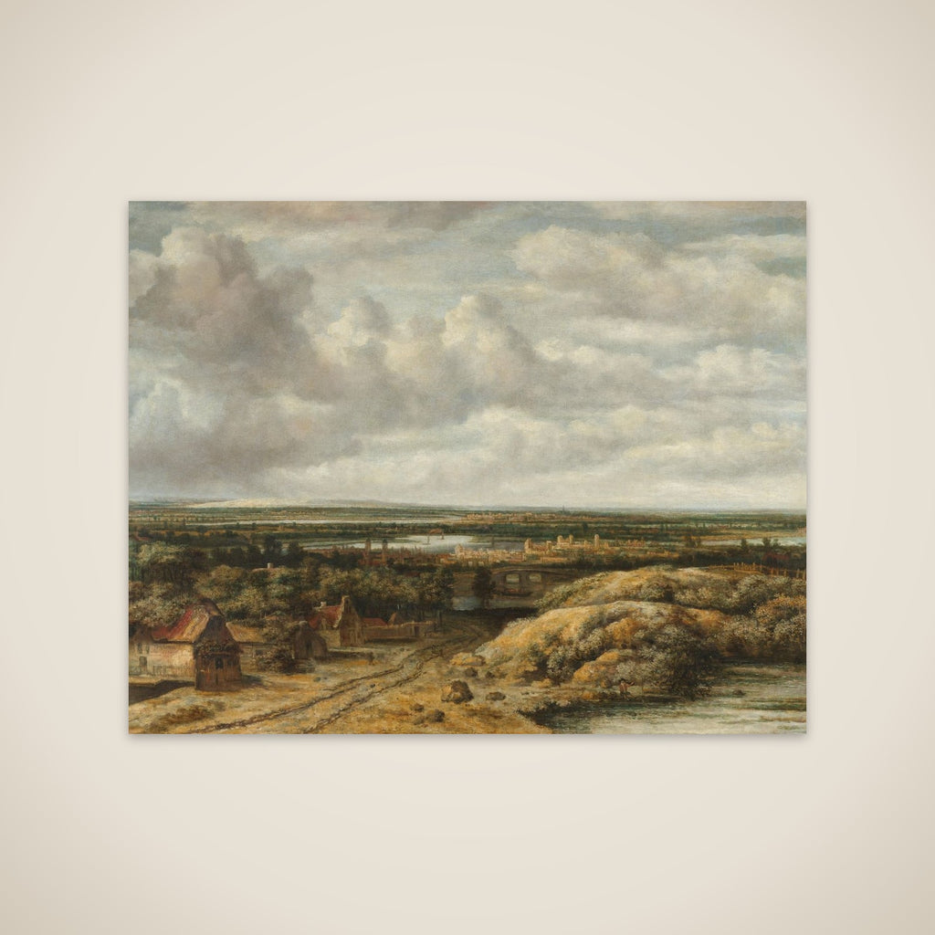 Distant View, with Cottages Lining a Road unframed print