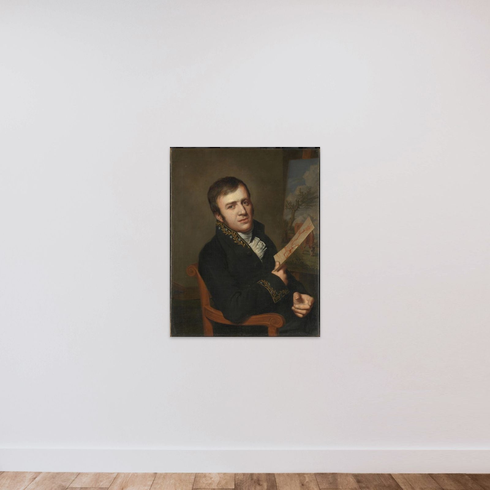 Jan (Baptist) Kobell II (1778-1814), Painter, in the Uniform of a Member of the Royal Institute of Science, Literature and the Fine Arts unframed — shown to scale
