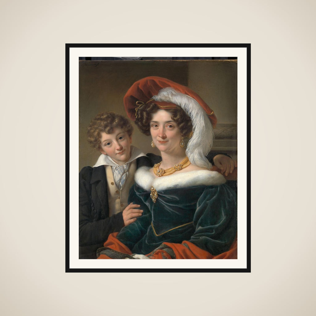 Rudolphina Wilhelmina Elizabeth de Sturler (1798-1873), second Wife of Count Johannes van den Bosch, with their Son Richard Leeuwenhart framed