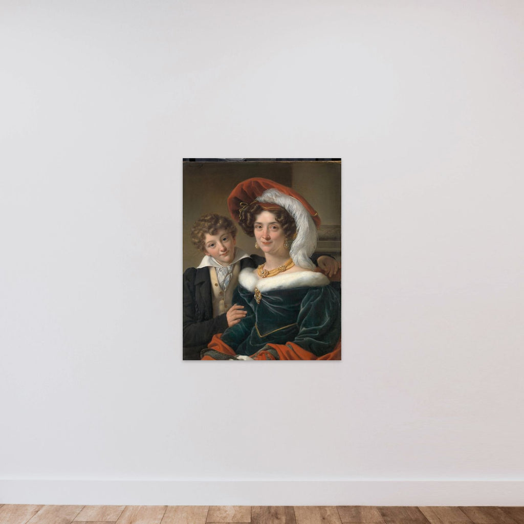 Rudolphina Wilhelmina Elizabeth de Sturler (1798-1873), second Wife of Count Johannes van den Bosch, with their Son Richard Leeuwenhart unframed — shown to scale