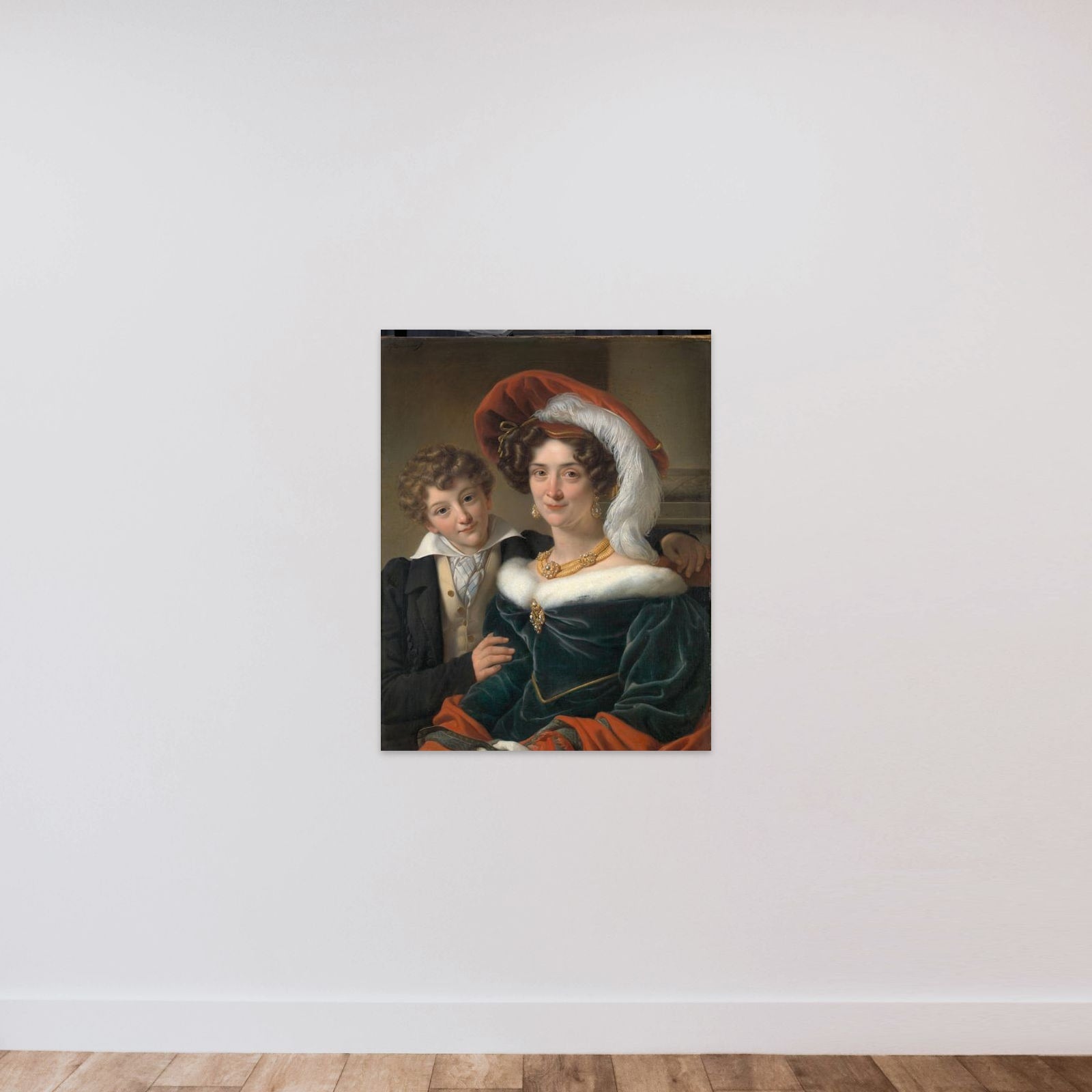 Rudolphina Wilhelmina Elizabeth de Sturler (1798-1873), second Wife of Count Johannes van den Bosch, with their Son Richard Leeuwenhart unframed — shown to scale