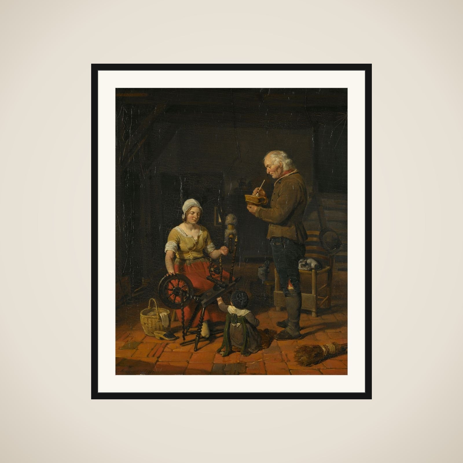 Peasant Family in their Cottage framed